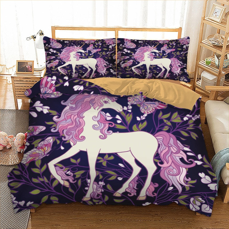 Pink and purple unicorn cheap bedding