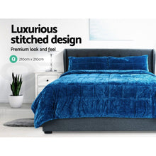 Load image into Gallery viewer, Faux Mink Quilt Comforter - Blue