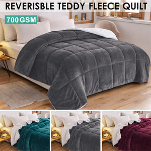 Teddy Bear Fleece Quilt 700GSM Reversible - Super Warm