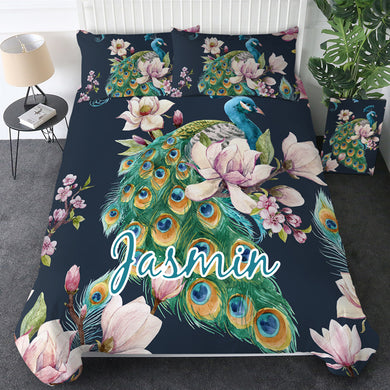 Customised Peacock Quilt Cover Set