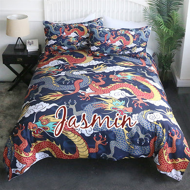 Customised Flying Dragon Quilt Cover Set