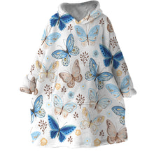 Load image into Gallery viewer, Blanket Hoodie - Blue Butterfly (Made to Order)