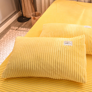 Soft Corduroy Velvet Fleece Quilt Cover Set - Yellow Mellow