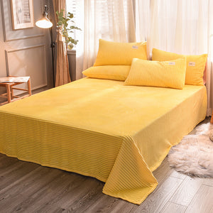 Soft Corduroy Velvet Fleece Quilt Cover Set - Yellow Mellow