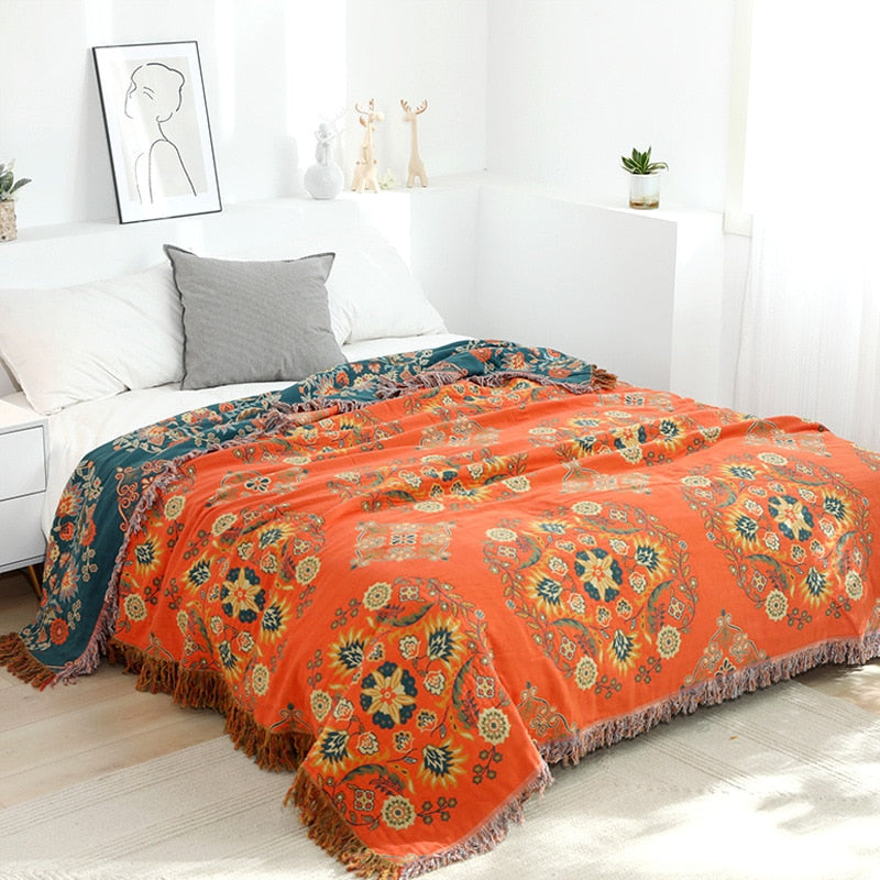 Maison D' Hermine the Miller Cotton Throw Blanket Bohemian Bedding  Lightweight a