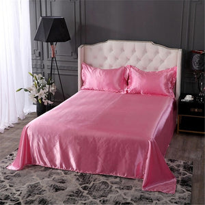 Satin Flat Sheet or Pillowcases - Various Colours