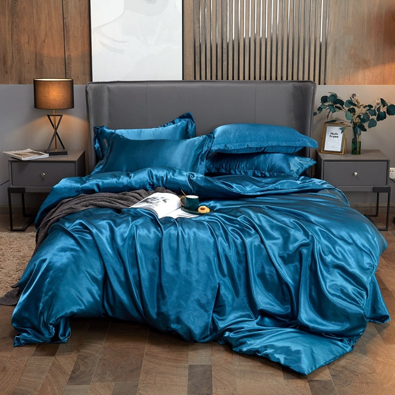 Satin Bedding Set - Royal Blue – Bohemian Lifestyle Store