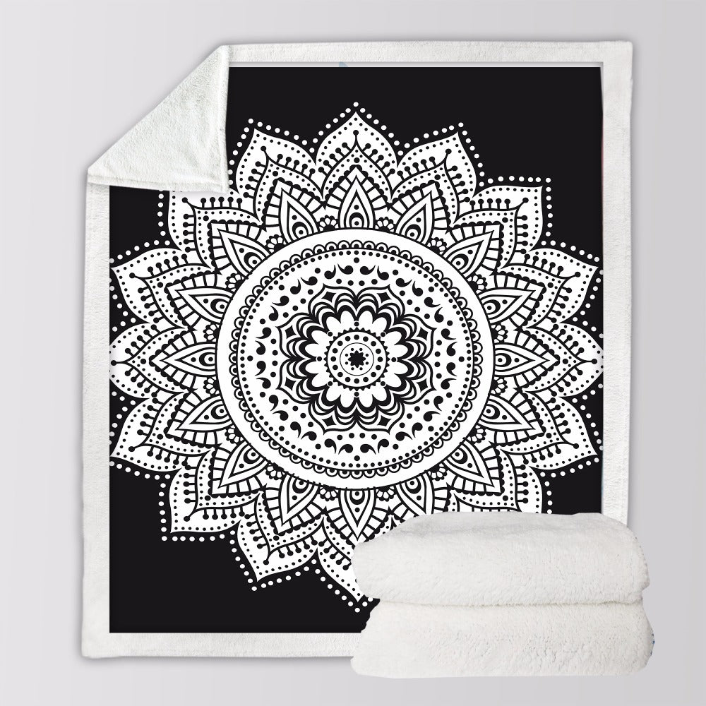 Black and White Mandala Boho Throw Blanket Bohemian Lifestyle Store